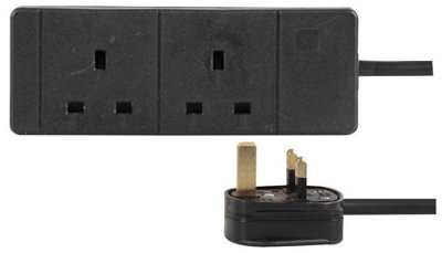 Pro Elec2 Gang Extension Lead5M Black from B&Q