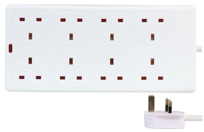 Pro Elec8-Gang ExtensionWhite1M Lead from B&Q