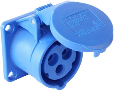 Pce16A230VPanel Mount Cee Socket2P+EBlueIp44 from B&Q