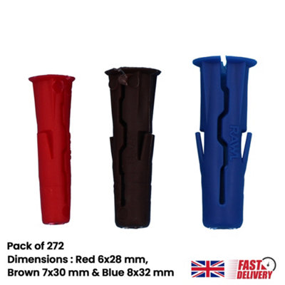 Assorted Screw Wall Expansion Fixing Rawl Plugs For Brick Stone Concrete Wall Plasterboard272Pcs