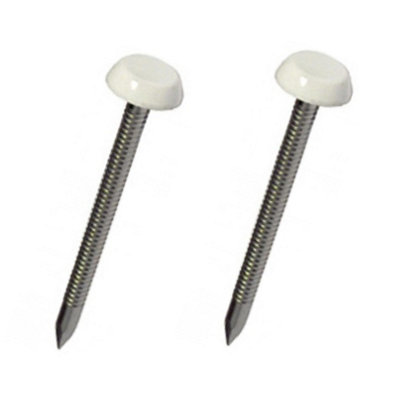 1000 X White Upvc 30mm Poly Top Pins Plastic Headed Fascia Fixings