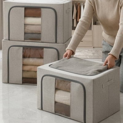 Clothes Storage Bags Zipped Organizer Underbed Wardrobe Cube Closet Boxes 3 Pack from B&Q