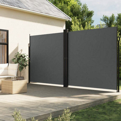 Berkfield Anthracite Retractable Side Awning 200X1000 Cm