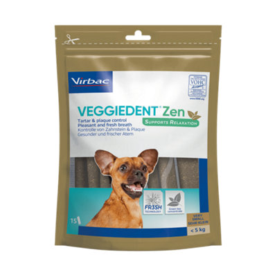 Virbac Veggiedent Zen Dental 15 Dental Dental Dog Chews For Extra Small Dog Under 5Kg Calming Anxiety Relief from B&Q