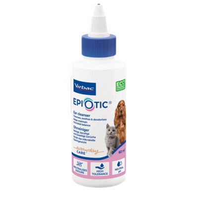  - Virbac Epiotic Ear Cleaner For Dogs & Cats Antibacterial Cleanser Fluid 60Ml
