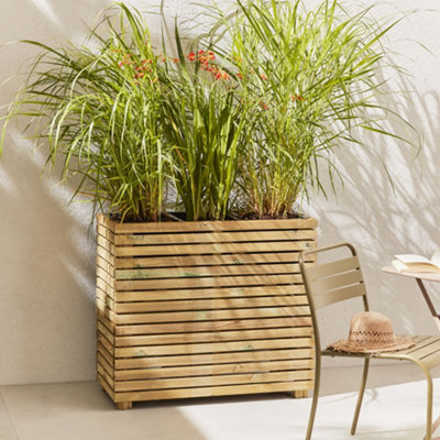 B&Q -  Horizon Outdoor Rectangular Wooden Planter Tall 90Cm
