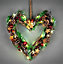 35cm B/O LED Twig Hanging Heart Red/Brown