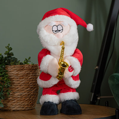 35CM BATTERY OPERATED ANIMATED DANCING SANTA WITH SAXOPHONE