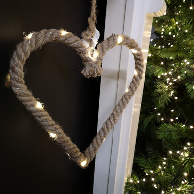 35cm Battery Operated Warm White Pin Wire LED Lit Hanging Christmas Rope Heart Price Comparisons | Compare The Build