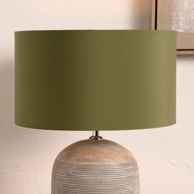 35cm Green Poly Cotton Cylinder Drum Table Lamp Shade Sage Lampshade