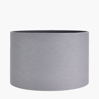 35cm Grey Linen Drum Table Lampshade Self Lined Cylinder Shade