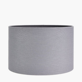 35cm Grey Linen Drum Table Lampshade Self Lined Cylinder Shade