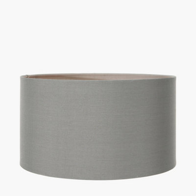 35cm Grey Poly Cotton Cylinder Table Lamp Shade Grey Round Drum Lampshade