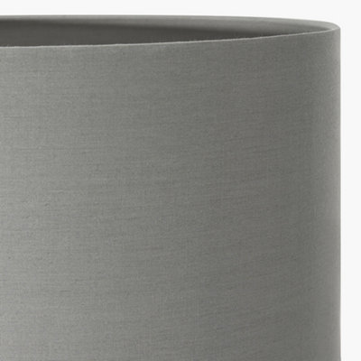 35cm Grey Poly Cotton Cylinder Table Lamp Shade Grey Round Drum Lampshade