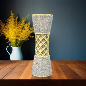 35Cm Large Ceramic Flower Vase Design Gold Diamante Bling Sparkling Vase