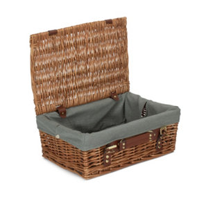 35cm Light Steamed Picnic Basket with Grey Lining