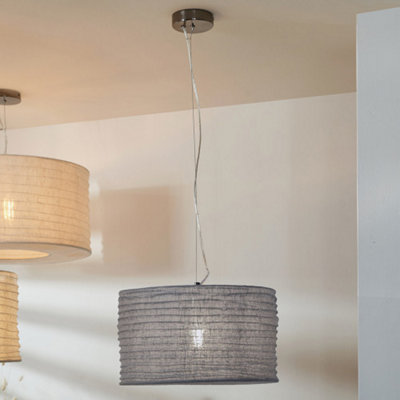 35cm Neutral Jute Pendant Drum Lampshade