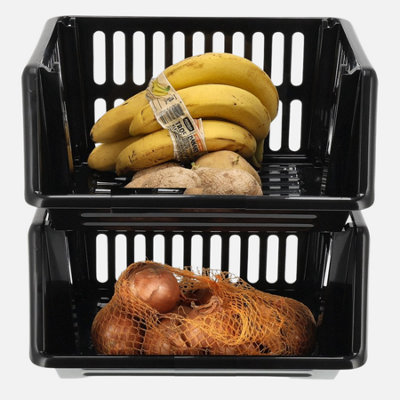 35cm Plastic Stacking Basket Storage Veg Rack Stackable Organizer for ...