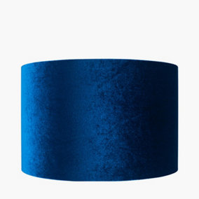 35cm Royal Blue Velvet Cylinder Lampshade For Table Lamps
