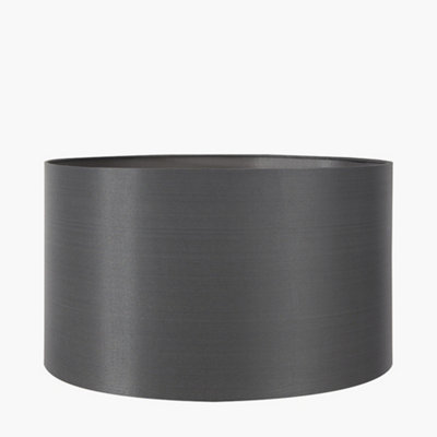 35cm Steel Grey Silk Lined Cylinder Lampshade