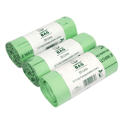 35L Compost Bag Compostable Kerbside Caddy Liners - 3 Rolls