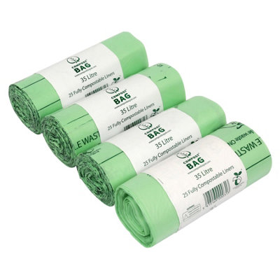 35L Compost Bag Compostable Kerbside Caddy Liners - 4 Rolls