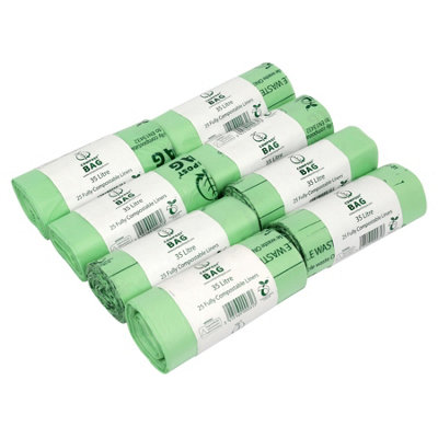 35L Compost Bag Compostable Kerbside Caddy Liners - 8 Rolls