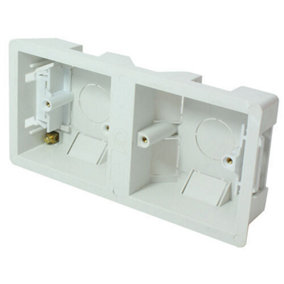35mm Deep Dual Plastic Dry Lining Back Box 1 Gang Wall Flush Mount Pattress