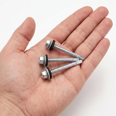 DIYUK Hex Head Self-Drilling Roofing Screws – 4.8mm With Rubber Sealing Washer (Mixed Lengths)