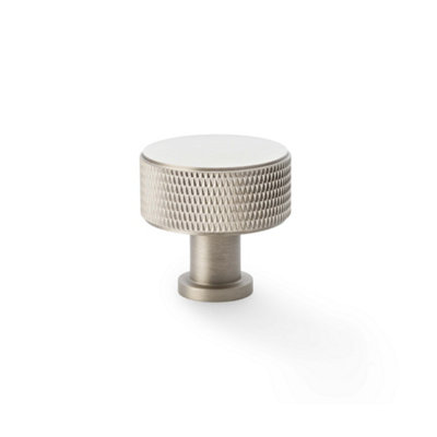 35mm Satin Nickel Textured Knurled Cabinet Knob Grey Cupboard Door Drawer Pull Wardrobe Furniture Replacement