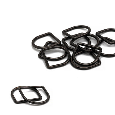 35mm Welded Metal D Ring Buckle for Purse, Pet Collars, Webbing Strap, Black - 10pcs