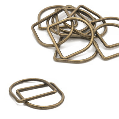 35mm Welded Metal D Ring Buckle for Purse, Pet Collars, Webbing Strap, Bronze - 10pcs