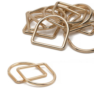 35mm Welded Metal D Ring Buckle for Purse, Pet Collars, Webbing Strap, Gold - 10pcs
