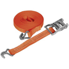 35mm x 6m 2000KG Ratchet Tie Down Straps Set - Polyester Webbing & Steel J Hook
