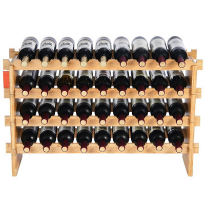 36 Bottle Stackable Modular Wine Rack Bamboo Wood