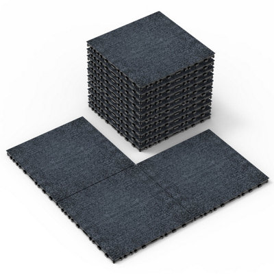 36 Pack 12x12 Inch Interlocking Carpet Tiles, Non-Slip Floor Squares - Grey