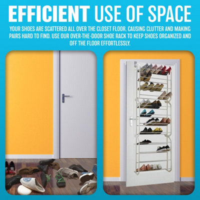 36 Pair Over The Door Hanging Shoe Hook Shelf Rack Holder Storage Organiser - 3