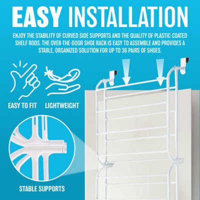 36 Pair Over The Door Hanging Shoe Hook Shelf Rack Holder Storage Organiser - 5