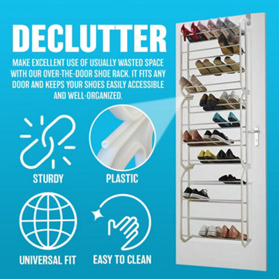 36 Pair Over The Door Hanging Shoe Hook Shelf Rack Holder Storage Organiser - 7