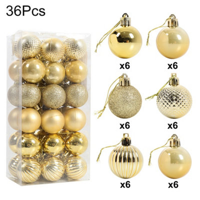 36 Pcs Christmas Decoration Set Xmas Ornament Gold Bauble Set