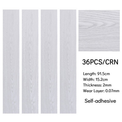 36 Pcs Rustic  Waterproof White Wood Grain Effect Self Adhesive Plank PVC Flooring - 4