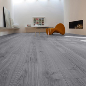 36 PCS Self Adhesive Wood Grain Effect PVC Flooring Planks for Home Decoration,Grey,5m²