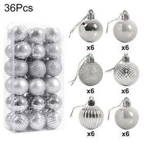 36 Pcs  Silver Christmas Decoration Xmas Ornament Christmas Tree Baubles Set