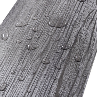 36 PCS Waterproof Self Adhesive Plank Wood Grain Effect PVC Flooring,Dark Grey