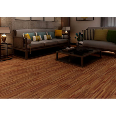 36 Pieces Self Adhesive Wood Grain Effect PVC Laminate Flooring Planks Dark Brown