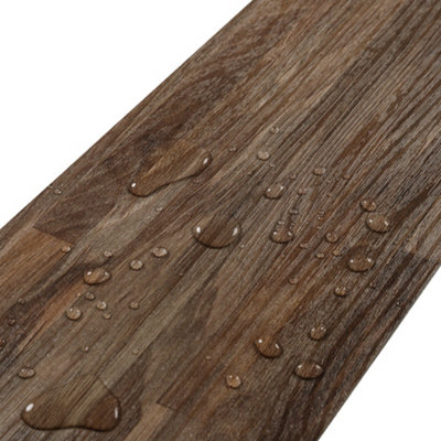 36 Pieces Self Adhesive Wood Grain Effect PVC Laminate Flooring Planks Dark Brown