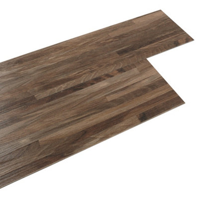 36 Pieces Self Adhesive Wood Grain Effect PVC Laminate Flooring Planks Dark Brown