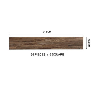 36 Pieces Self Adhesive Wood Grain Effect PVC Laminate Flooring Planks Dark Brown