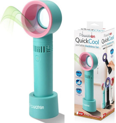 360 Degree Bladeless Fan Hand Held Desktop Mini Portable USB Rechargeable Green / Pink - 3