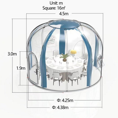 360 Degree Fully bracketless Outdoor Transparent Glass Room, Sunroom, Conservatory, Diameter 4.5m
